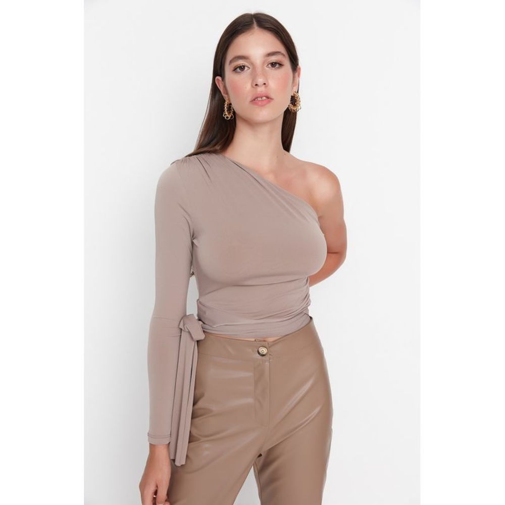 NWT Trendyol Women Slim fit Asymmetrical Collar Knit Blouse